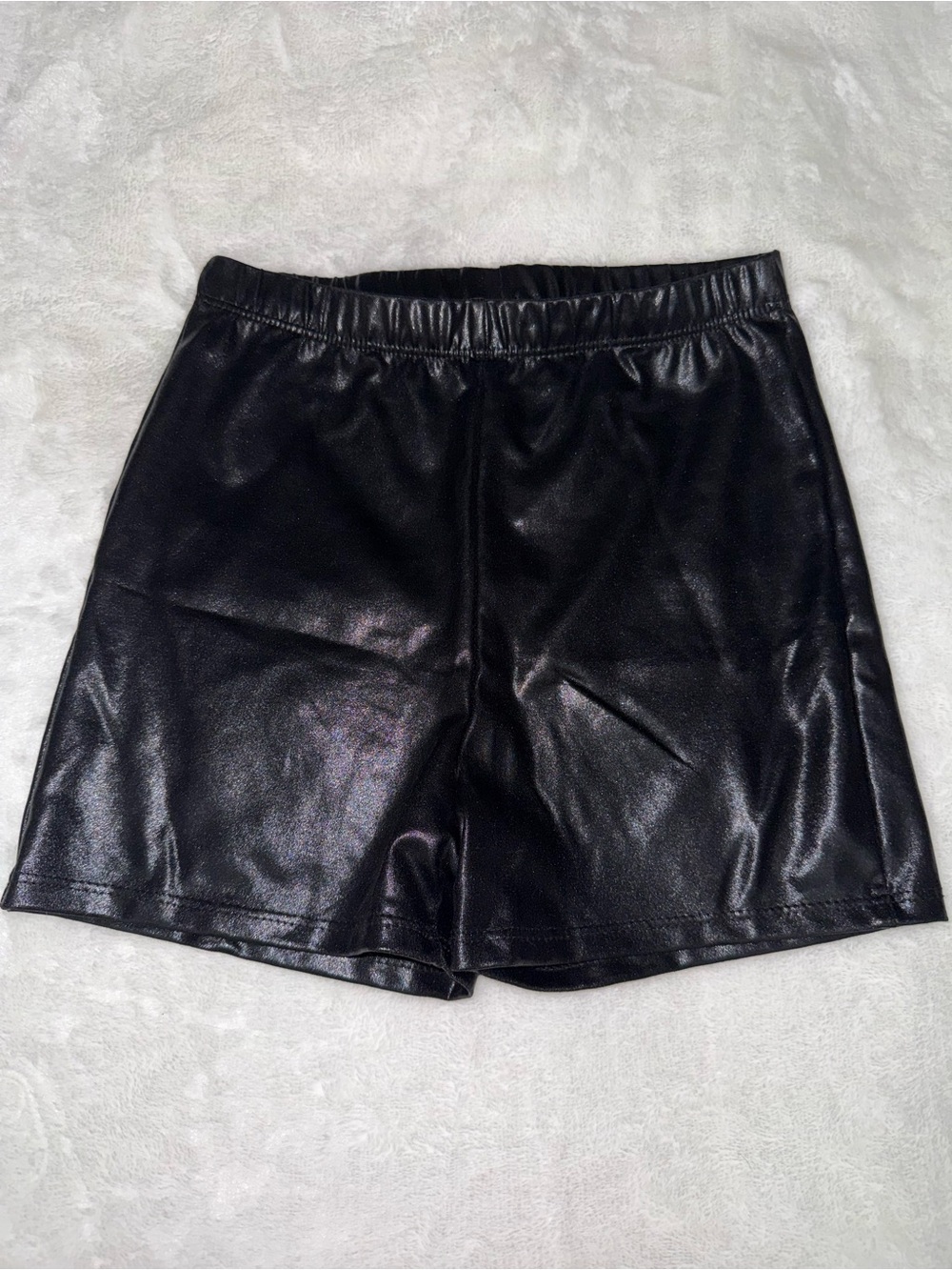 Women’s Black Faux Leather Elastic Waist Shorts